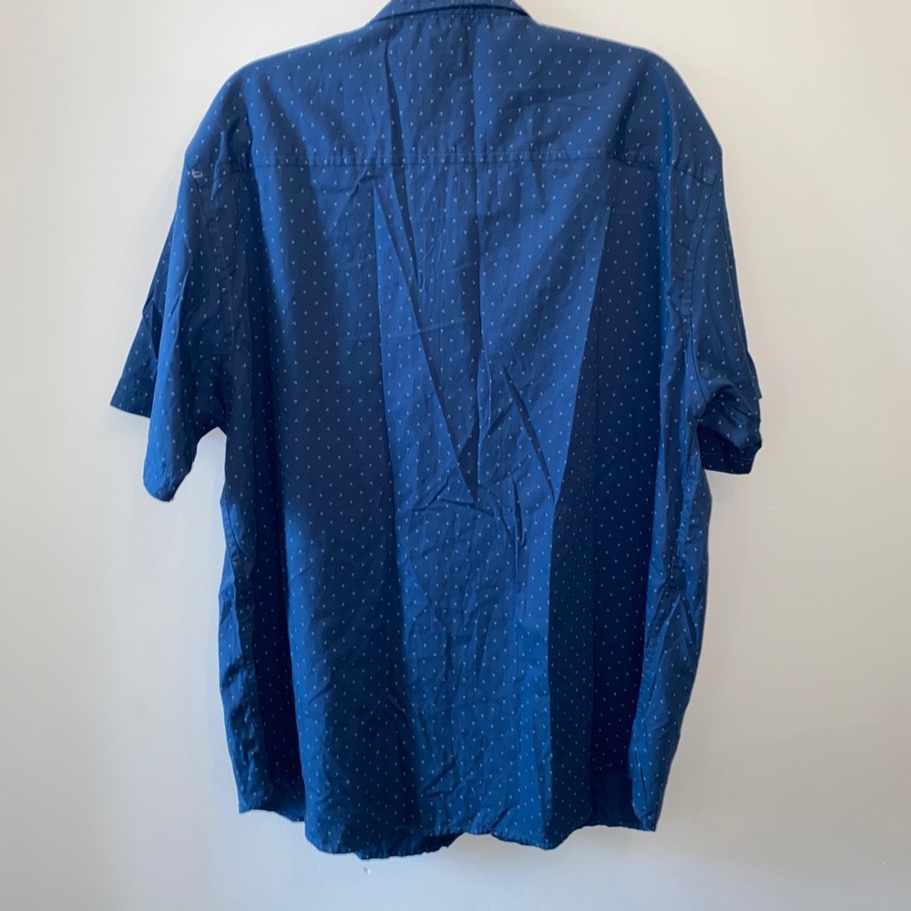 NWT PD&C Blue with white dot pattern print button down shirt - Picture 5 of 6